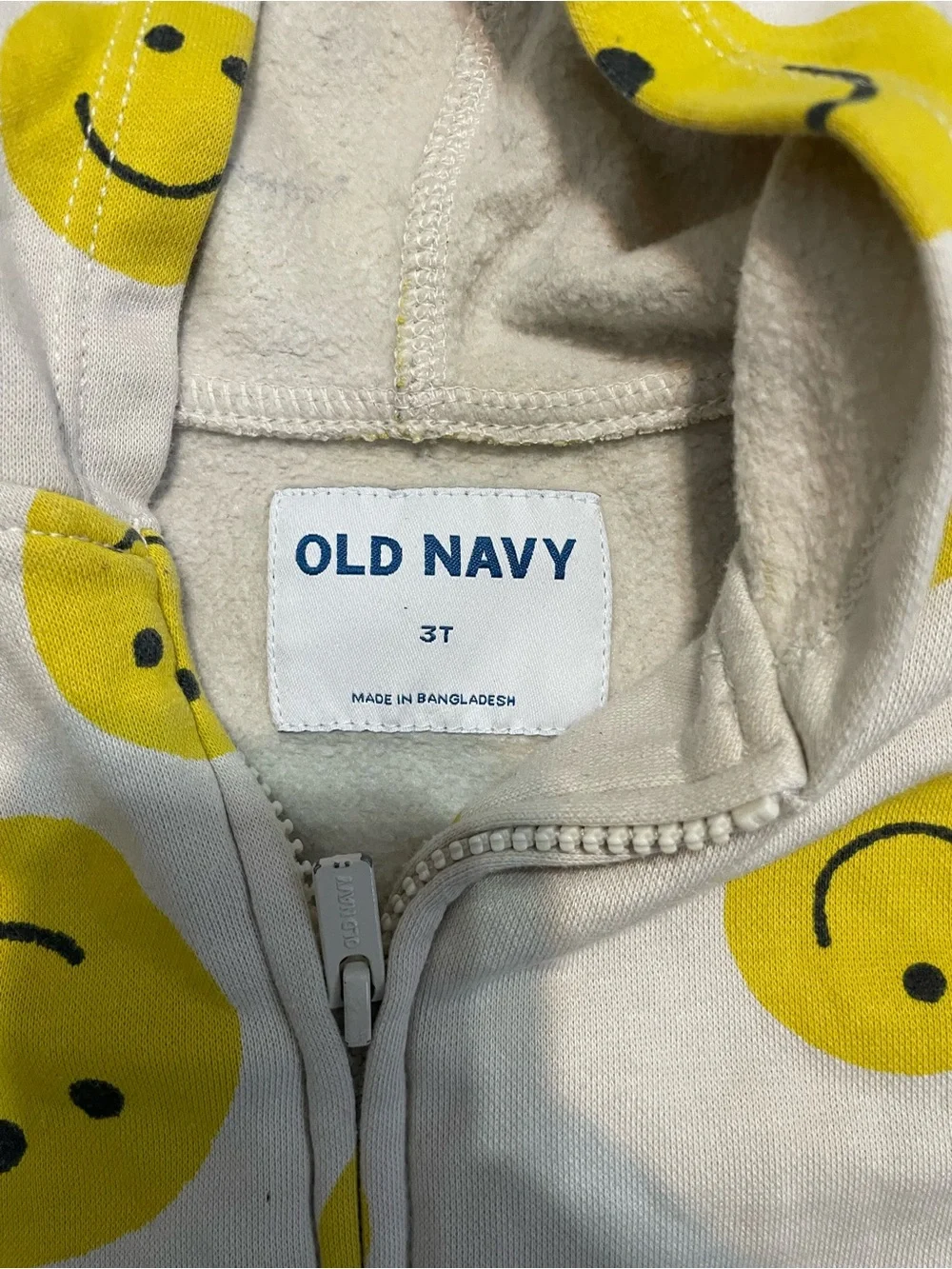 Old Navy Cream Hoodie with Yellow Smiley Faces - Kids